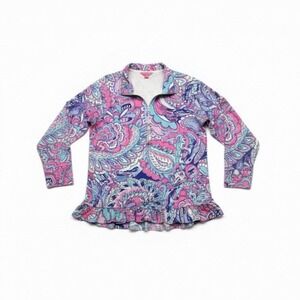 Lilly Pulitzer Skipper Ruffle Popover Multicolor Sz L Athletic Floral